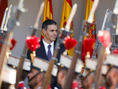 Spain's acting Prime Minister Pedro Sanchez attends a military parade to mark the country's National Day, in Madrid, Spain, October 12, 2023. REUTERS/Juan Medina