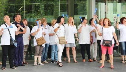Manifestación de trabajadoras de KLE, en junio del año pasado