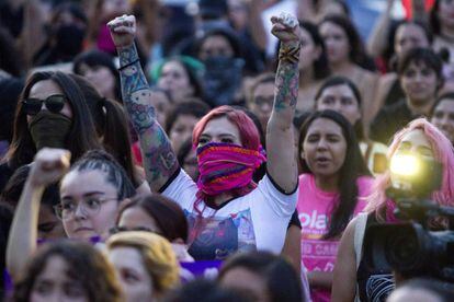 Mujeres en una protesta el 16 de agosto en Monterrey.
