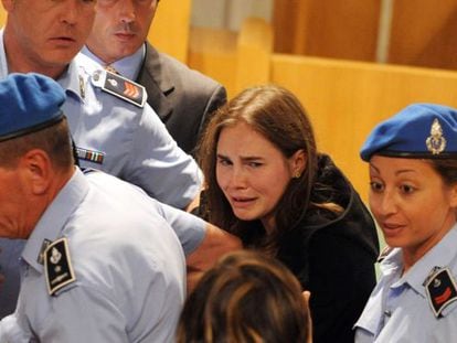 Amanda Knox, tras la absolución.