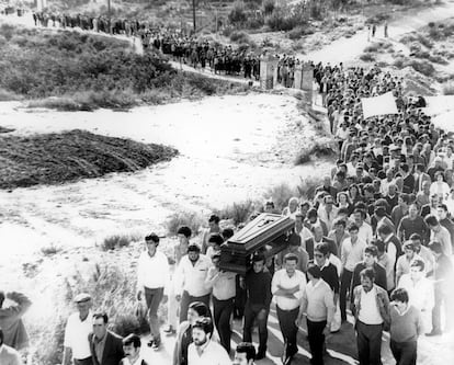 Entierro de Juan Mañas en Pechina el 12 de mayo de 1981.