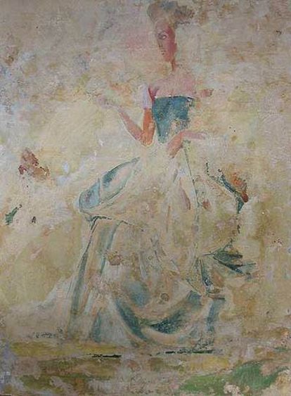 <i>La princesa</i> (izquierda)  fresco pintado entre 1941 y 1942 por Bruno Schulz