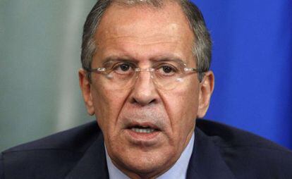 El ministro de Exteriores ruso, Sergu&eacute;i Lavrov, este martes durante una conferencia de prensa. 