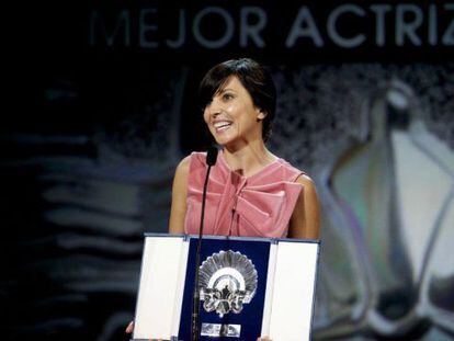 Marian Álvarez tras recoger su premio en el Festival de Cine de San Sebastián