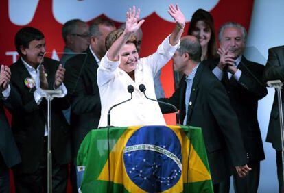 Dilma Rousseff en su primer discurso tras la victoria.