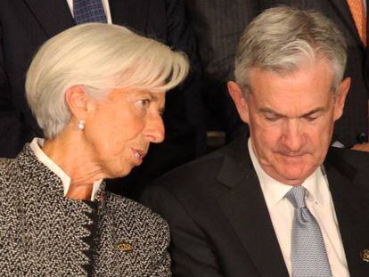 Christine Lagarde  y Jerome Powell, presidentes del BCE y la Fed, respectivamente.
