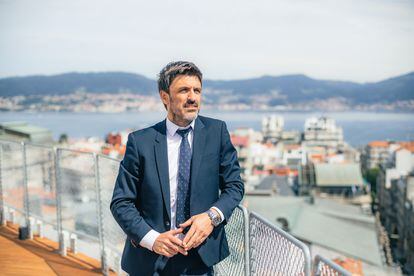 Carlos Cao, director of the RC Celta Business Area, on the terrace of the club's headquarters in Vigo.