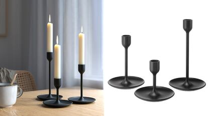 Ikea pone a la venta este tipo de candelabros en varios tamaños para amenizar veladas íntimas y acogedoras.