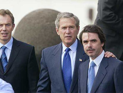 Blair, Bush y Aznar, en la cumbre de las Azores, el 16 de marzo de 2003.