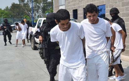 Pandilleros acusados de la masacre de San Juan Opico.