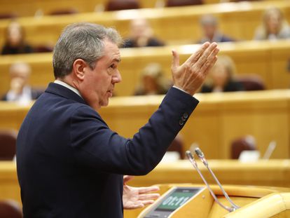 El senador del PSOE Juan Espadas, durante su intervención de este miércoles en el Senado.