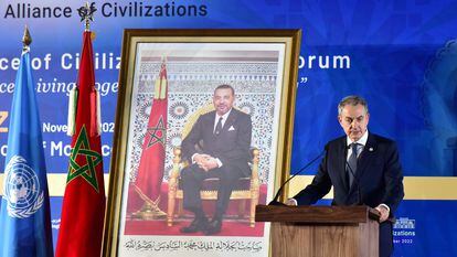 El expresidente del Gobierno José Luis Rodríguez Zapatero, el martes en el foro de la Alianza de Civilizaciones de la ONU en Fez.