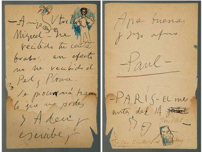 La carta firmada per Picasso del 1901 que es ven a Setdart de Barcelona.