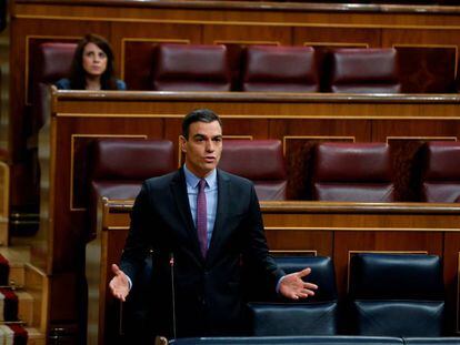 Pedro Sánchez este miércoles en el Congreso.