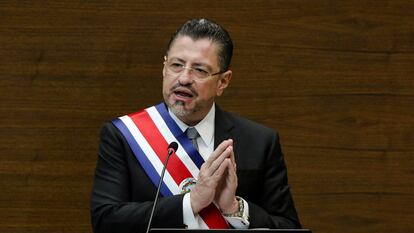 Rodrigo Chaves ofrece su primer discurso como presidente en Costa Rica.