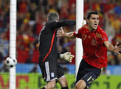 Güiza, tras un gol con España