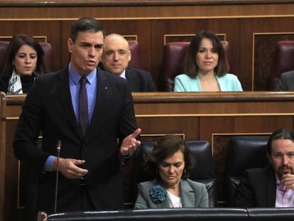 Pedro Sánchez, hoy en el Congreso. En vídeo, las intervenciones de Casado y Sánchez.