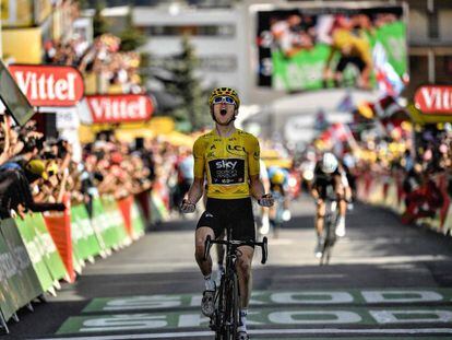 Geraint Thomas cruza la meta en la duodécima etapa del Tour.