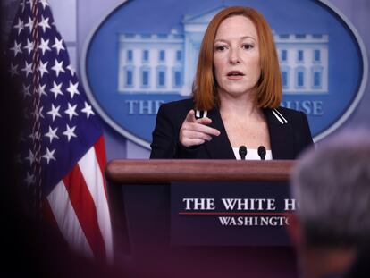 La portavoz de la Casa Blanca, Jen Psaki, en conferencia de prensa este 2 de septiembre.
