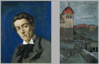 'Retrato de Dioniso Renart', de 1899, jamás expuesto, y una imagen del antiguo Palacio de Bellas Artes, hoy Palacio e Justicia que pintó Picasso durante su estancia en Barcelona.