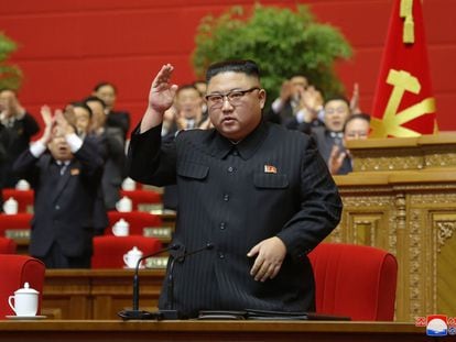 Kim Jong-un, en el congreso de su partido el 13 de enero de 2021.