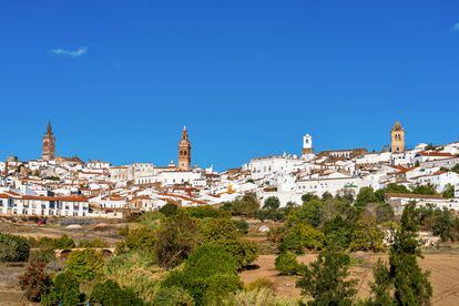 Vista panorámica de las cuatro torres de Jerez de los Caballeros, al sur de Badajoz.