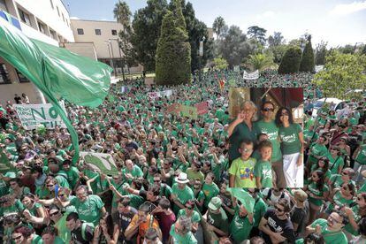 La ‘marea verde’ en una de las protestas de esta semana en Palma.