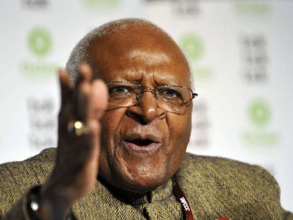 El arzobispo Desmond Tutu en una conferencia de Oxfam en Dinamarca en 2009.