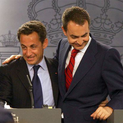 José Luis Rodríguez Zapatero y Nicolas Sarkozy, en La Moncloa el pasado mayo.