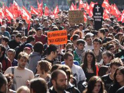 Manifestantes durante la huelga general del pasado 29 de marzo.