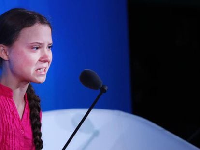 Greta Thunberg en la Cumbre de Acción Climática 2019 celebrada en Nueva York. 