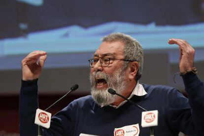 El secretario general de UGT, C&aacute;ndido M&eacute;ndez, durante su intervenci&oacute;n en la de la II Asamblea Confederal Consultiva del sindicato, celebrada hoy en Madrid