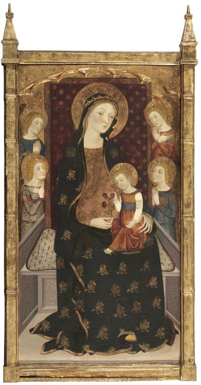 'Virgen con infantes y ángeles' pintado por Jaume Serra hacia 1375 y 1385. Una obra desconocida hasta 1993 cuando salió a subasta en Londres.