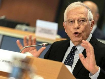 Josep Borrell comparece este lunes ante la Comisión de Exteriores del Parlamento Europeo. En vídeo, declaraciones de Borrell.