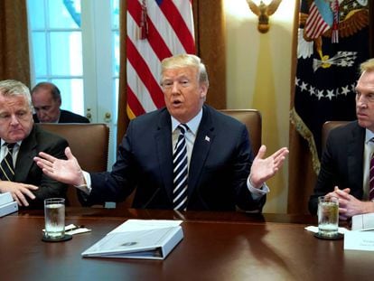 Trump, este miércoles durante la reunión de su gobierno 