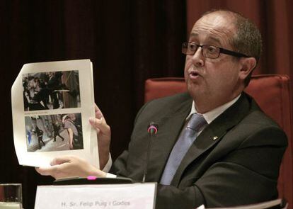 El consejero de Interior, Felip Puig, ha comparecido hoy ante la Comisión de Interior del Parlament.