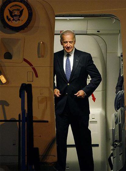 Joe Biden, a su llegada a Sarajevo.