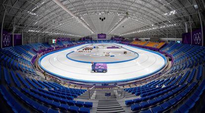 Vista general de la pista de patinaje de velocidad de los Juegos Ol&iacute;mpicos de Invierno de PyeongChang 2018.