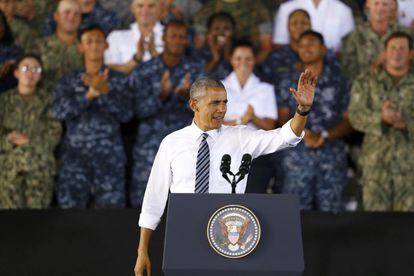Discurso de Obama a las tropas estadounidenses y espa&ntilde;olas y sus familiares en la base naval de Rota (C&aacute;diz). 
 
 
