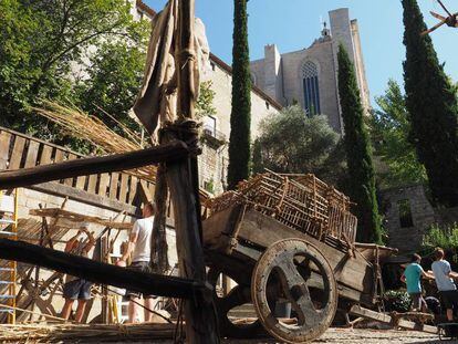 Preparativos para el rodaje de &#039;Juego de Tronos&#039; en el barrio viejo de Girona, en agosto del pasado a&ntilde;o. 