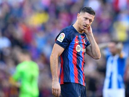 Lewandowski durante el partido ante el Espanyol la semana pasada.