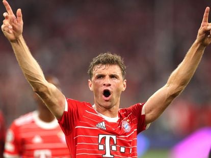 Thomas Muller celebra la victoria del Bayern ante el Barcelona este martes.