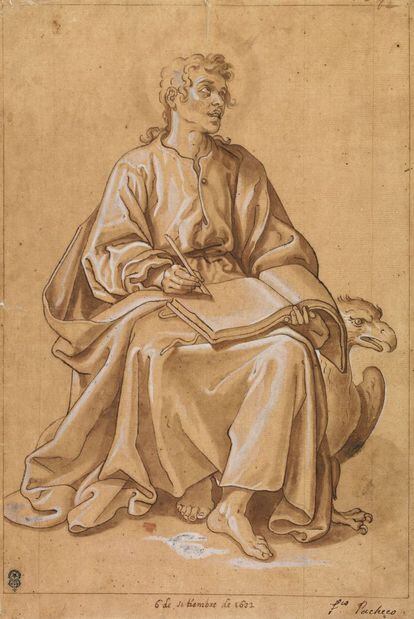 'San Juan Evangelista', de Francisco Pacheco (330 x 222 mm.), de 1632.