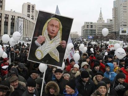 Manifestantes en las calles de Moscú.