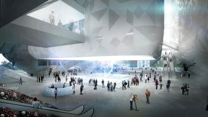 Recreación artística del proyecto de Sobejano y Nieto para la ciudad china de 'Guangzhou'.