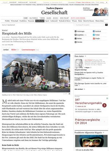 Artículo del 'Frankfurter Allgemeine Zeitung' que descalifica la gestión de Ana Botella.