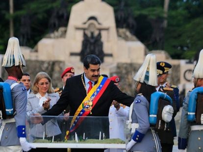 Nicolás Maduro, este lunes durante un acto castrense. 