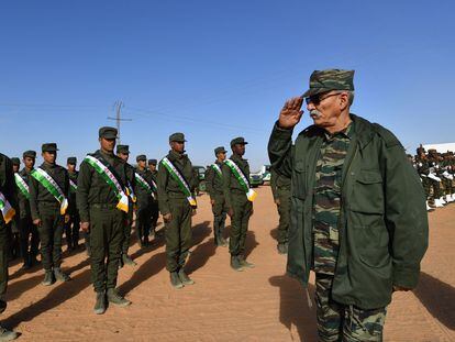 Brahim Ghali, líder del Frente Polisario, el 13 de enero de 2023 en el campamento de refugiados saharauis de Dajla (Argelia).