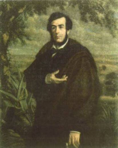 Retrato de Esteban Echeverr&iacute;a realizado por Ernest Charton en 1874.