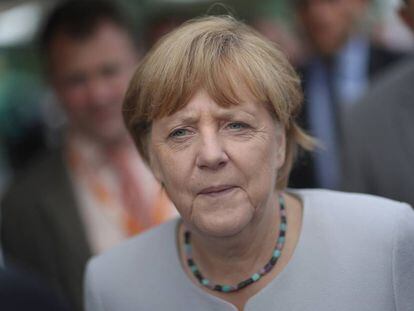 La canciller alemana Angela Merkel, durante un acto de campa&ntilde;a en Boldekow (Alemania), el 18 de agosto.